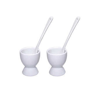 Egg cups m spoon white set of 2