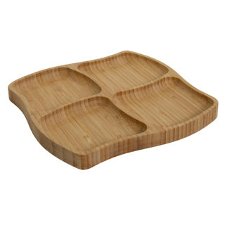 No brand bamboo tapas plate 4 compartments 20x20x1.5cm fsc 100% | 4 pieces