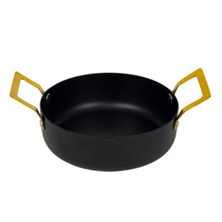 Pannetje black 2 handles gold 13x5.5 cm