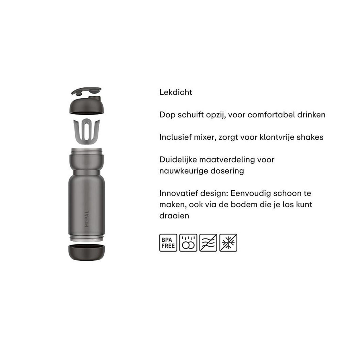 Mepal shakebeker 800ml peach orange