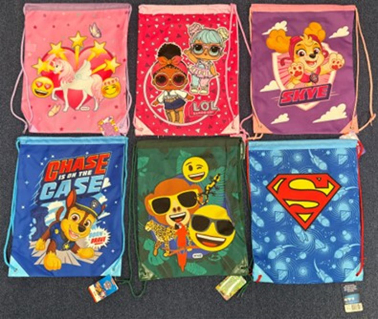 Gymtas 32x40cm 6 assorti