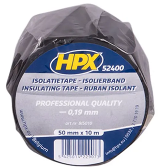 Hpx pvc isolatietape 50 mm x 10 meter - zwart