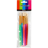 Creativ company brushes for children, sizes 8+12+18, l: 14-16 cm, w: 5-10 mm, flat, round, various colours, 5 pieces 1 box