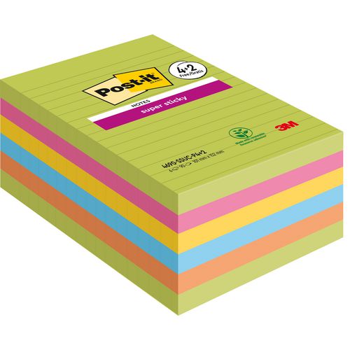 Super sticky notes post-it 4690-ssuc-p4+2 90 vellen assortiment
