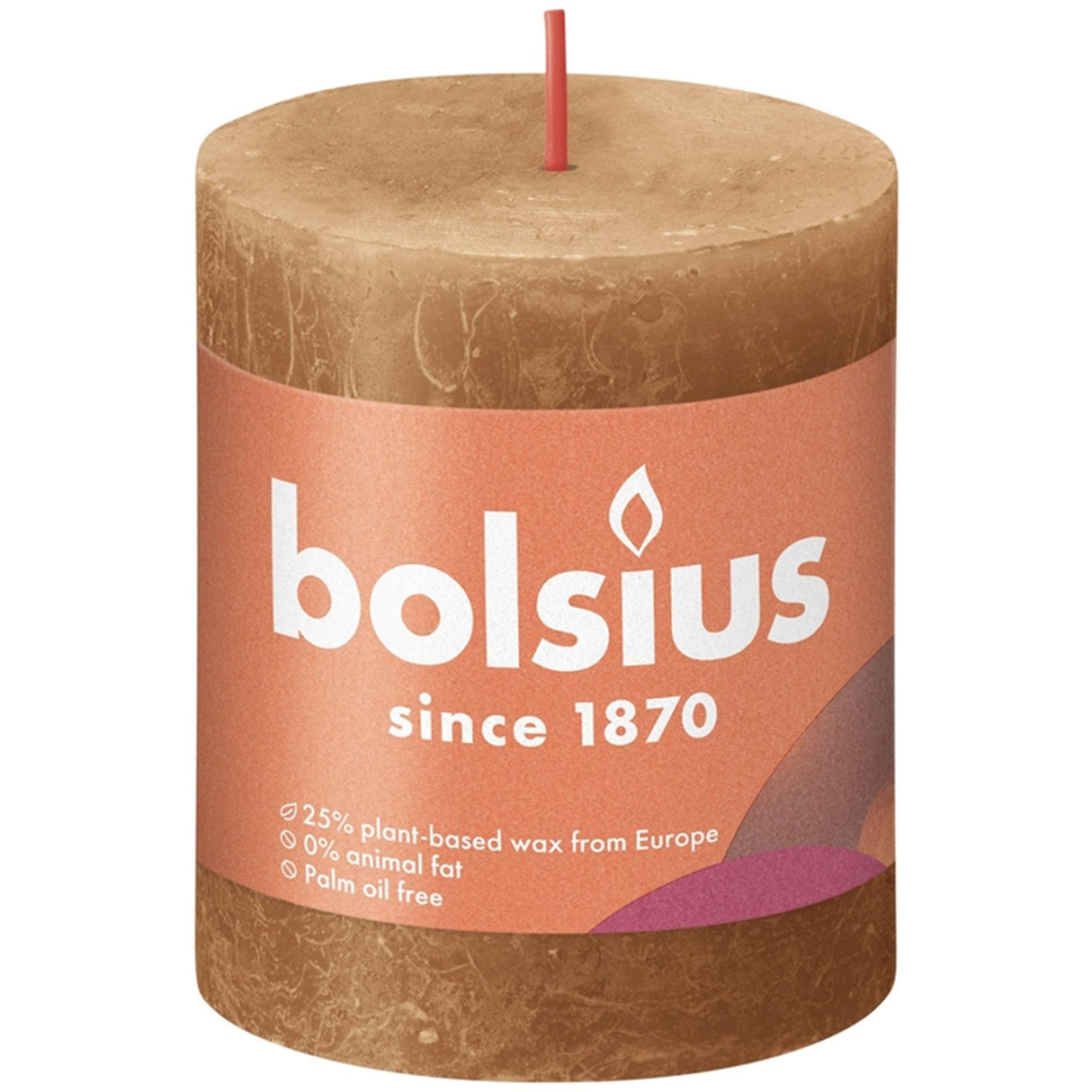 Svíčka Bolsius rustikální sloupová 80 68 hnědá
