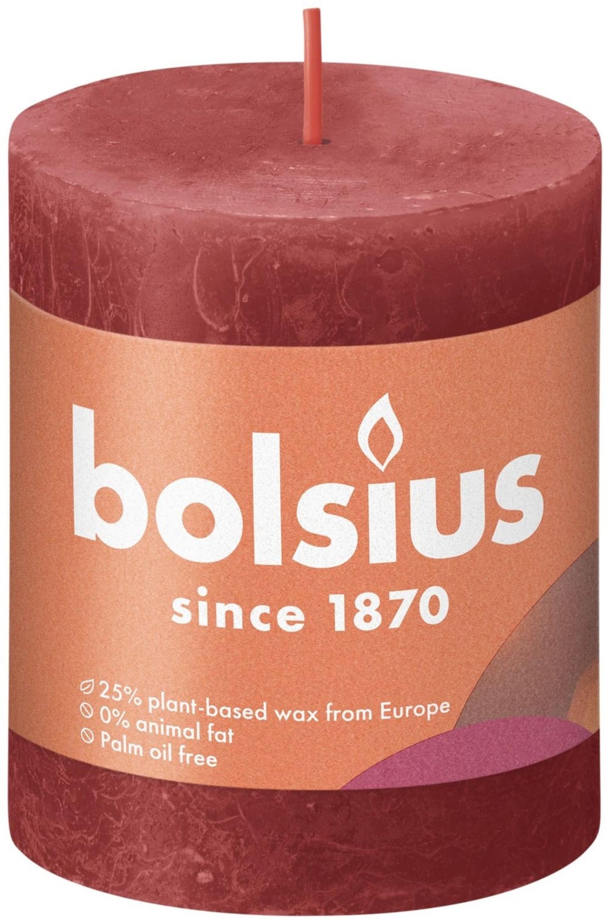 Bolsius Stub Candle Rustic Red 80x68 mm