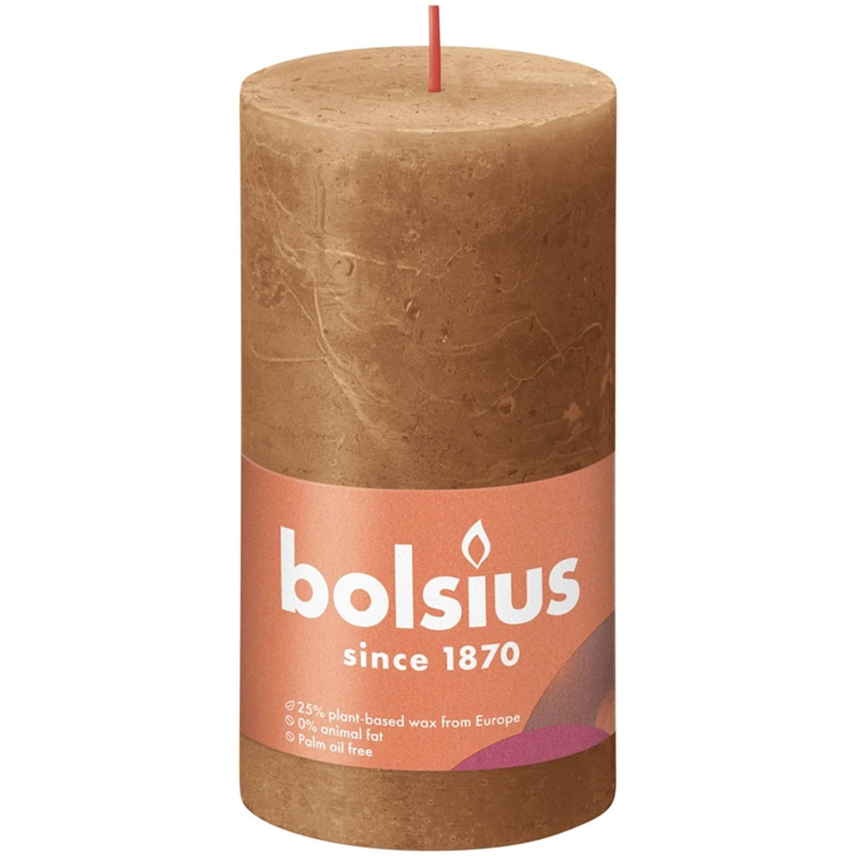 Bolsius rustik søjlelys 130 68 brun