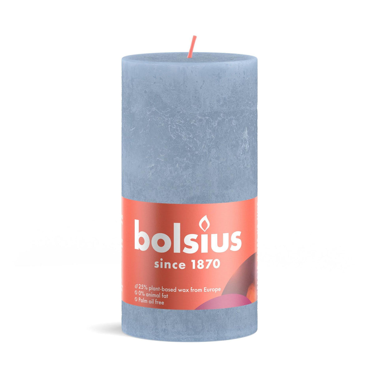 Candela a colonna Bolsius rustica 13x6,8 cm azzurro