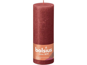 Bolsius Stumpenkerze rustikal rot 190x68 mm | 4 Stück