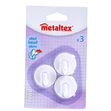 MetalTex Sticky Hooks 3 Pieces White