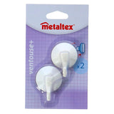 Metaltex hooks with suction cups, 2 pieces, white