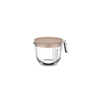 Glass measuring cup 1L with lid Chalk