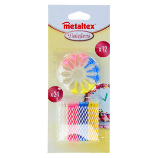 Metaltex Cake candles 24 pieces and 12 holders