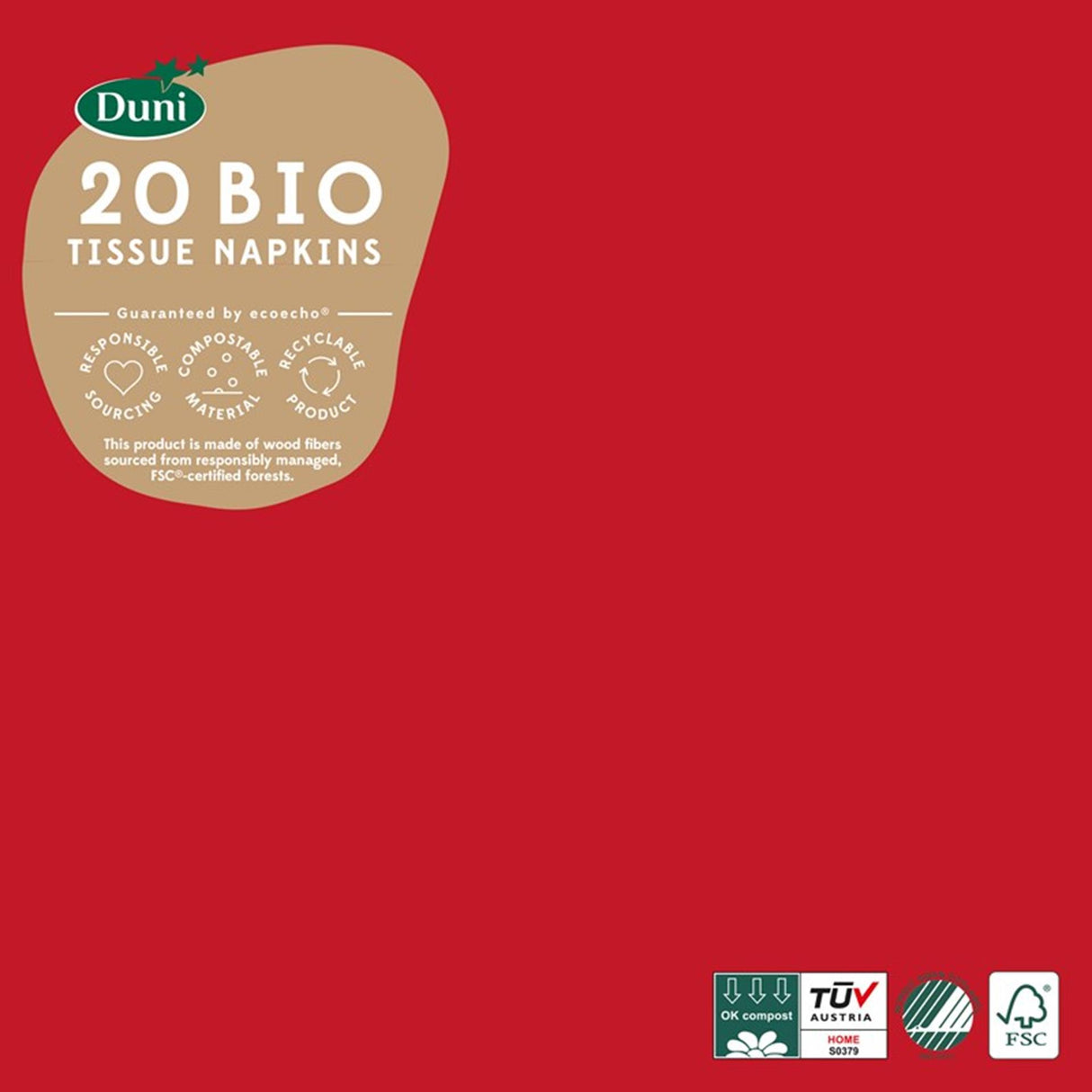 Duni napkins 33x33 brilliant red