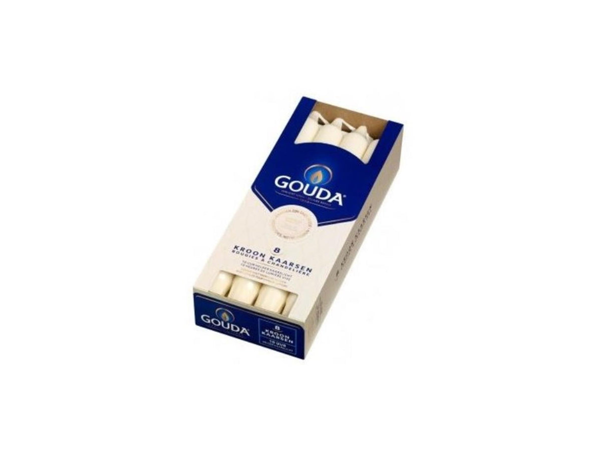 Gouda crown candles 8 pieces ivory