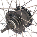 Shimano zadnje kolo 28 -palčno Nexus 7 Hub (črna) - platišče ZAC19 (črna) z žrebami iz nerjavečega jekla - za kolutno zavoro