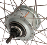 Shimano hënnescht Rad 28 Zoll nexus 8 Hub (Sëlwer) - Zac19 Rim (Sëlwer) mat Edelstol, fir Disc Brake