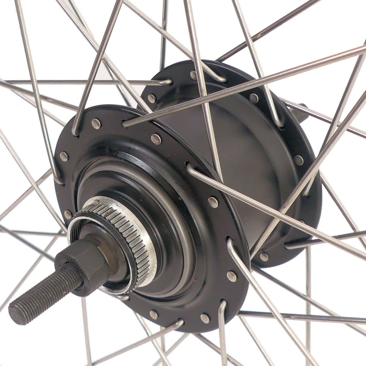Shimano hënnescht Rad 28 Zoll nexus 8 Hub (schwaarz) - zac19 Rim (schwaarz) mat Edelstolspene - fir Disc Brems