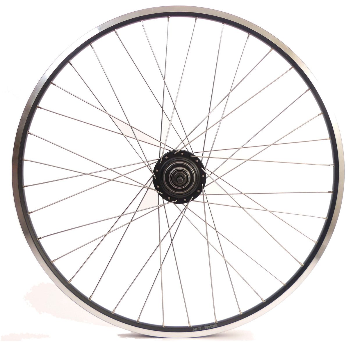 Shimano hënnescht Rad 28 Zoll nexus 8 Hub (schwaarz) - zac19 Rim (schwaarz) mat Edelstolspene - fir Disc Brems