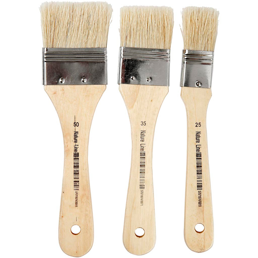 Creativ company vernis lak kwasten, l: 19 cm, b: 25-50 mm, plat, 3 stuk 1 doos