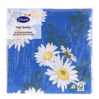Duni napkins Daisy Blue 24x24 cm