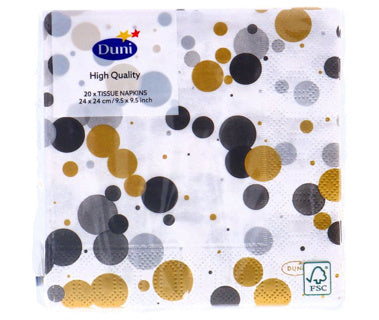 Napkins Festive Bubbles Black 24x24 cm