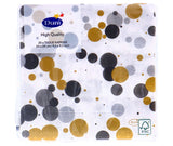 Napkins Festive Bubbles Black 24x24 cm