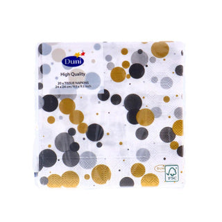 Napkins Festive Bubbles Black 24x24 cm