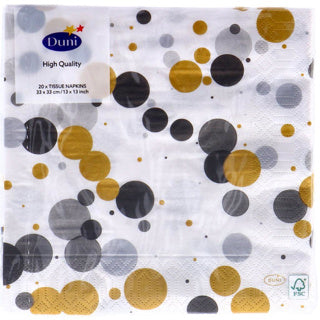 Napkins Festive Bubbles Black 33x33 cm
