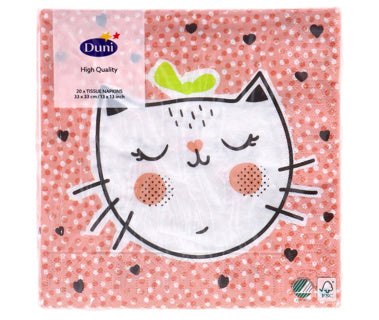 Duni servetten playful cat 33x33 cm