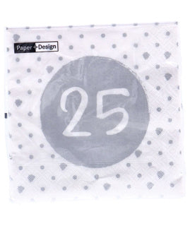 Servietten 25. Gebuertsdag 33X33 cm