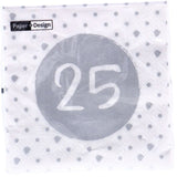 Servietten 25. Gebuertsdag 33X33 cm