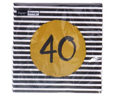Napkins 40th Birthday 33x33 cm