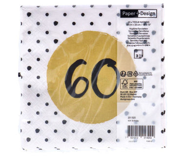 Napkins 60th Birthday 33x33 cm