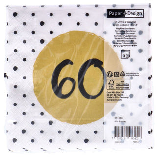 Napkins 60th Birthday 33x33 cm