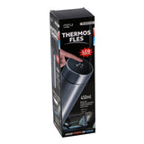 No brand thermos bottle stainless steel 450ml with thermometer in lid including tea filter | 4 pieces