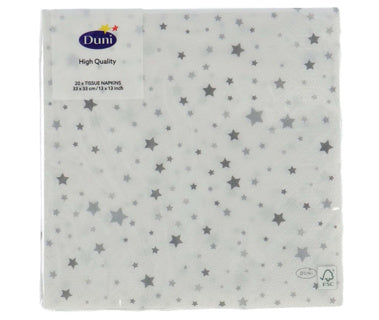 Duni servetten silver stardust 33 x 33 cm