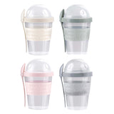 Tazza di yogurt con coperchio e cucchiaio