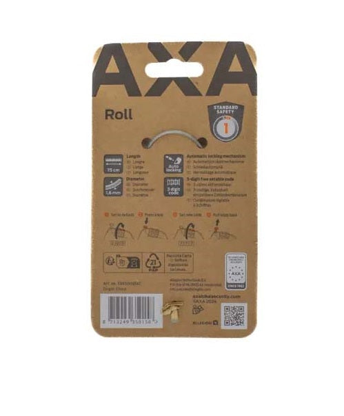 Axa kabelslot roll 75 1.6 - zwart