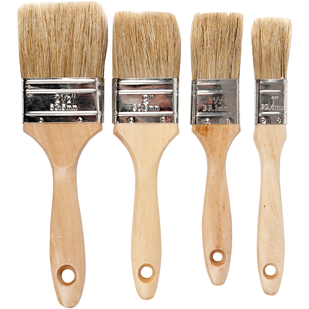 Creativ company vernis kwasten, l: 19,5-21 cm, b: 25-63 mm, plat, 4 stuk 1 doos