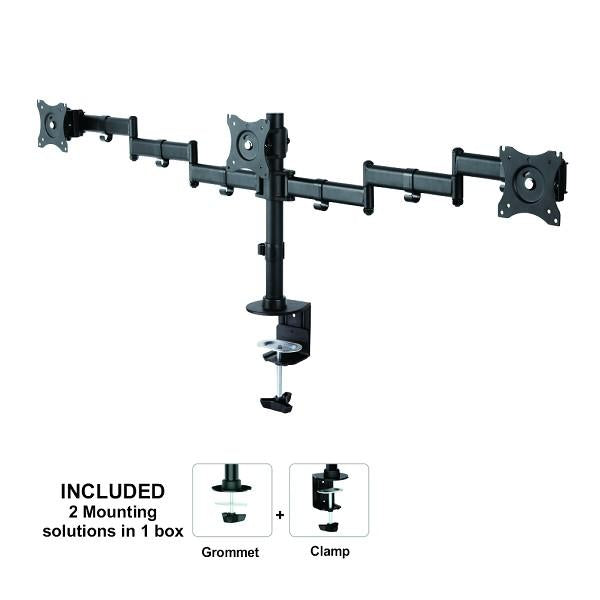 Neomounts Neomounts NM-D135D3BLACK Neomocts Triple Desk Mount, 3x 10-27, 24 kg, ruota di inclinazione Ruota,