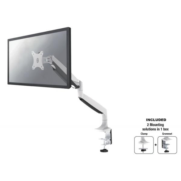 Neomounts NM-D750 White TV Monitor Full Motion Desk-Spring Gass-Spring Monte, 10-32, 9 kg, heigh
