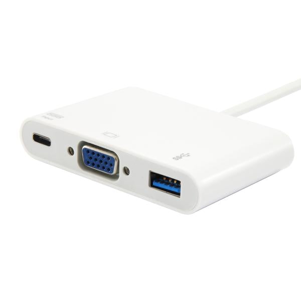 Utrusta 133462 USB -typ C till VGA Kvinnlig USB En kvinnlig PD -adapter, 1080p, 15 cm, vit