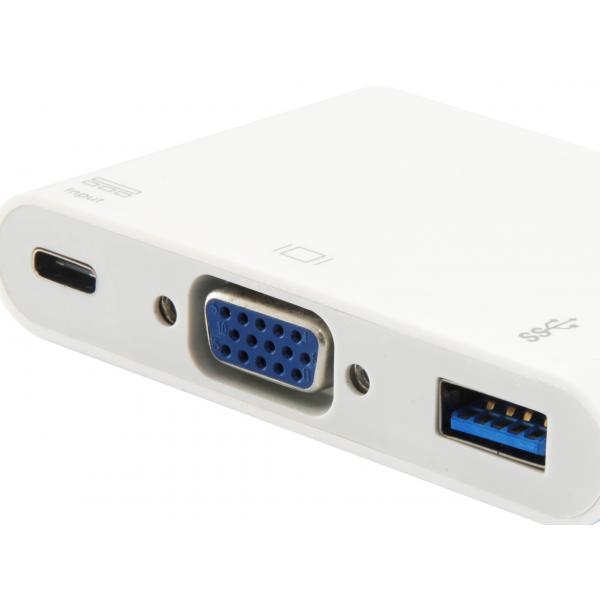 Utrusta 133462 USB -typ C till VGA Kvinnlig USB En kvinnlig PD -adapter, 1080p, 15 cm, vit