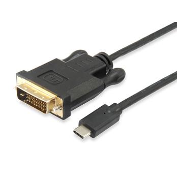 Utrusta 133468 USB Type-C till DVI-D-kabel, hane, rak, 1,8 m, svart