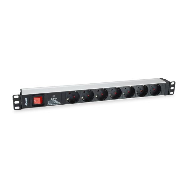 Equipaggiare 333309 7-outlet unità di distribuzione dell'alimentazione tedesca W Protezione da sovratensione+Interruttore, Tipo F, 1,5 mm²