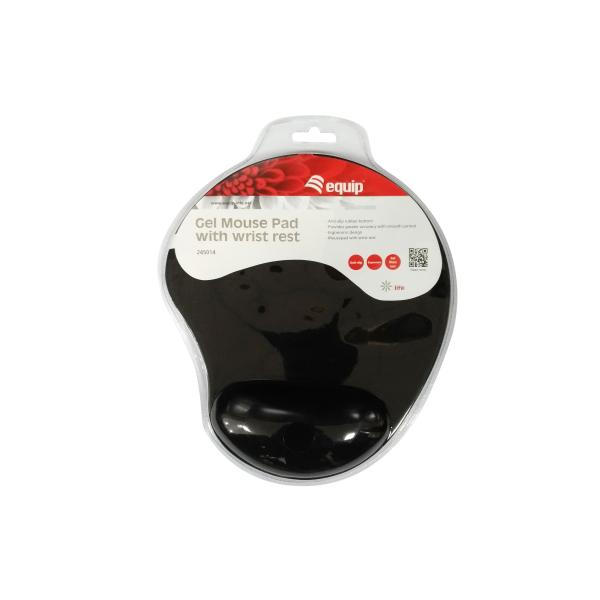 Ausrüsten von 245014 Gel-Maus-Pad, Stoff, Gel, Polyurethan, Handgelenksruhe, nicht rutscher Basis, Monoton, Schwarz