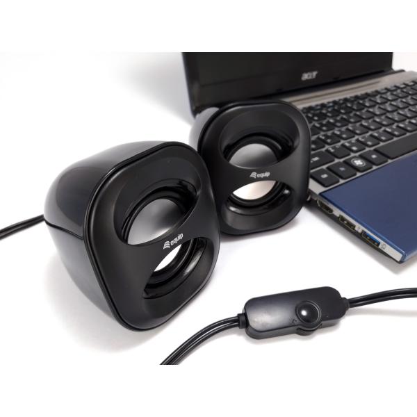 Utstyr 245330 mini USB -høyttaler, 2,0 kanaler, kablet, 3 W, 90 - 20 Hz, 40 o, svart