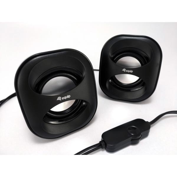 Utstyr 245330 mini USB -høyttaler, 2,0 kanaler, kablet, 3 W, 90 - 20 Hz, 40 o, svart