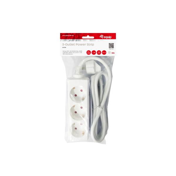 Utrusta 245550 Power Strip, 3 AC Outlet (er) inomhus, typ F, typ F, 1,5 mm², 1,5 m, vit